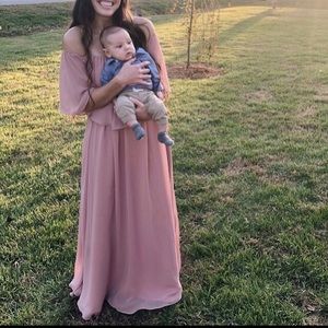 Off The Shoulder Dusty Pink Bridesmaid Dress  6/8